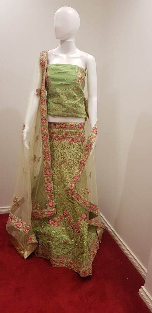 Green bridal lehenga