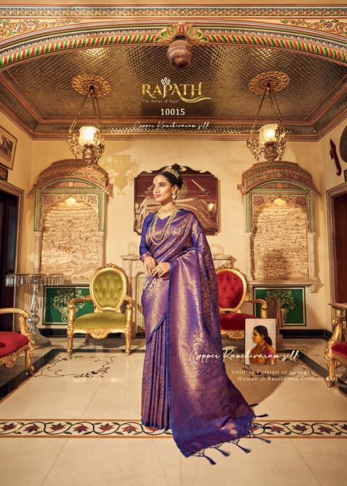 Purple Wedding Kanchivaram Silk Saree - Image 4