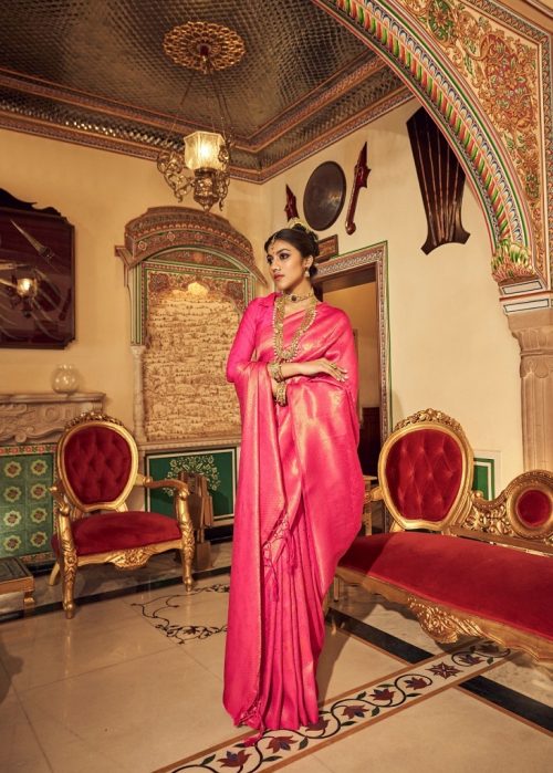 Wedding Pink Kanchivaram Silk Saree - Image 2