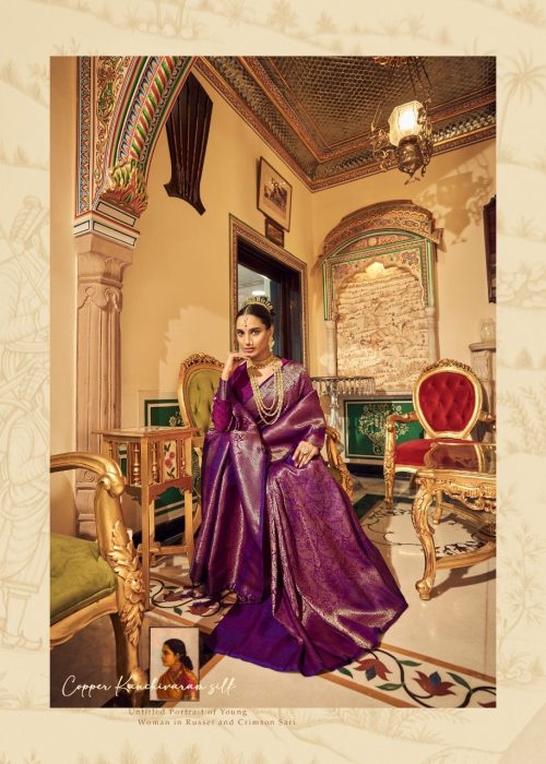 Purple Wedding Kanchivaram Silk Saree - Image 2