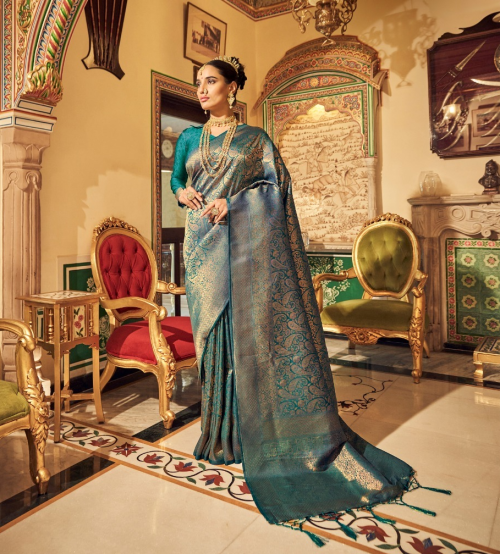 Turquoise Blue Kanchivaram Silk Saree